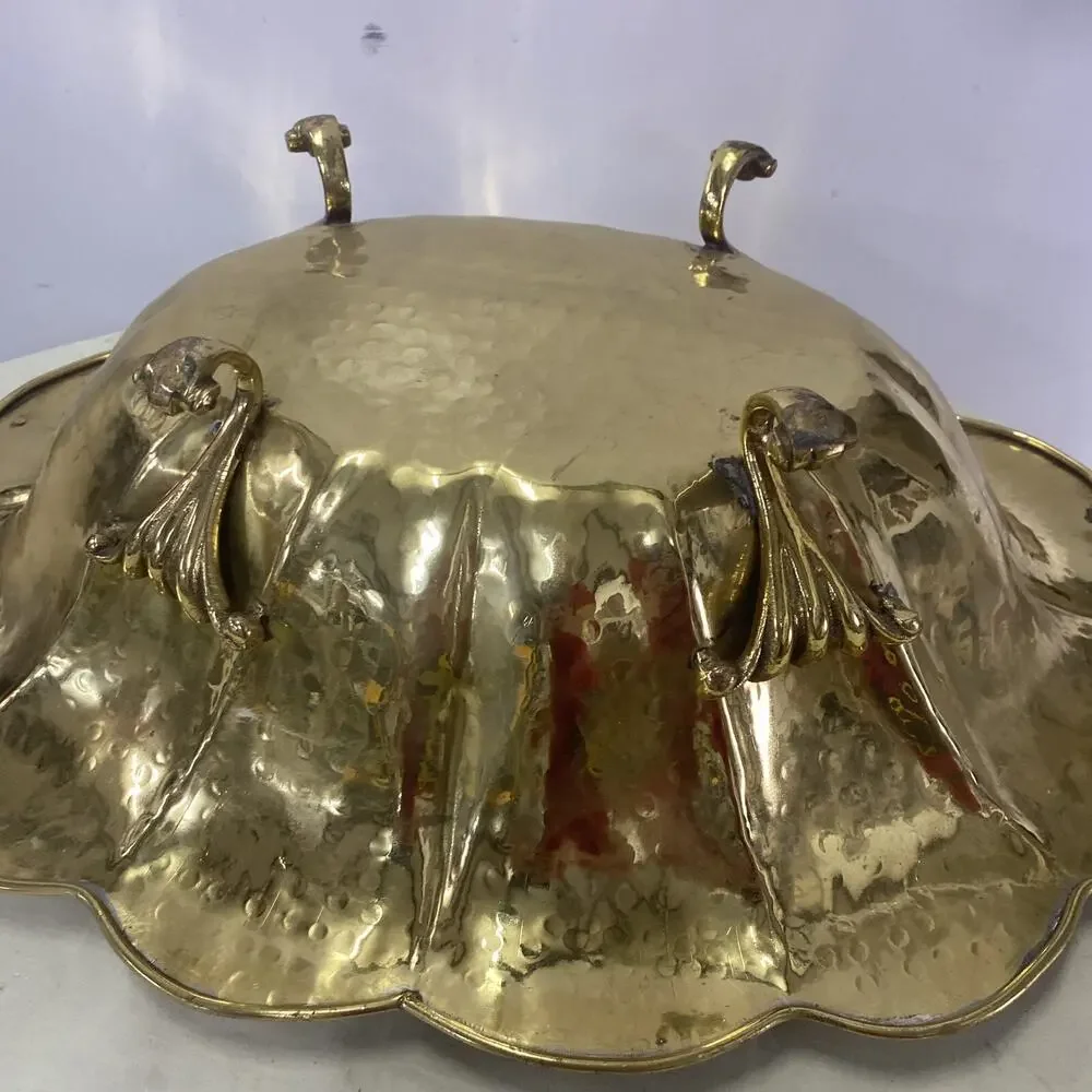 Large Vintage Fruitbowl Centerpiece In Gold Metal Mid 20th Century Italy
